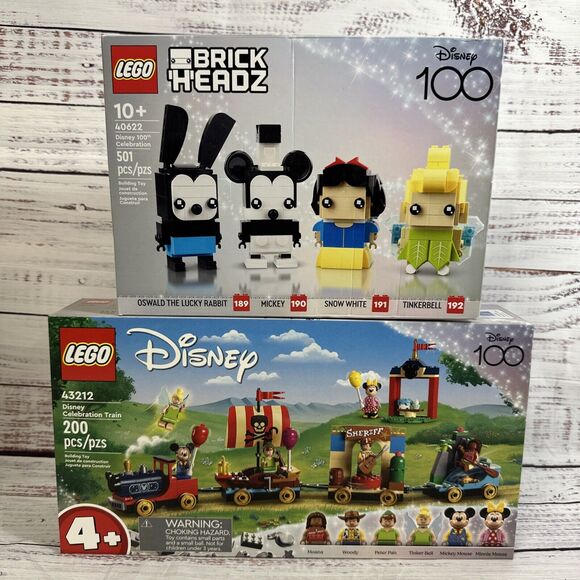 LEGO Disney 100 Celebration Train 43212 and Brick Headz 40622 Building Sets New - Picture 1 of 16